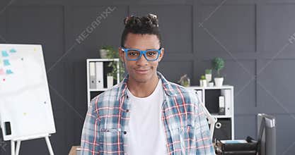 African american businessman smiling at office