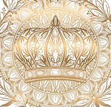 Crown king and queen elegant drawing art. Gold color in white background