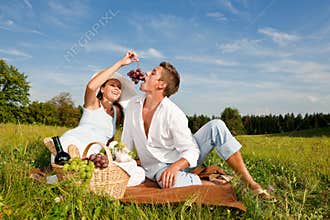Summer picnic - Happy couple in meadow
