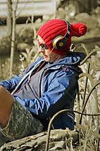cool music man wearing headphones