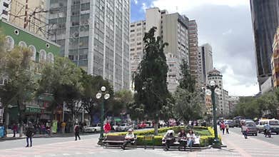 Central Prado Street in La Paz, Bolivia
