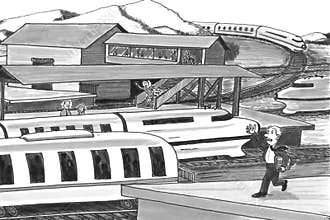 Two People trying to Catch Trains