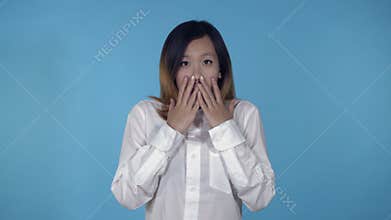 Beautiful korean female shows fright