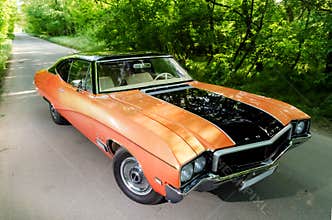 NEVINOMYSSC, RUSSIA - MAY 13, 2016: Automobiles. Offsite photography of old American cars. BUICK SKYLARK GS 350 1968s