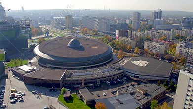 Aerial view of downtown Katowice, Silesia province, Poland