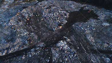 Top view: pollution, dumping of garbage in city