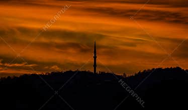 Silhouette View of Mosque in Samsun