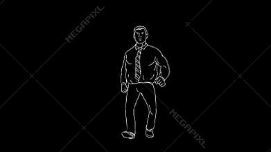 Businessman Morph Fat to Fit Front Walk 2D Animation