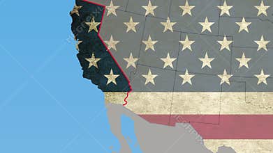 California pull out, smooth USA map, all states available