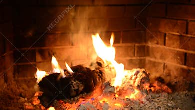 Fire burnig in the fireplace