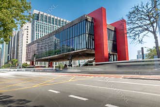 Paulista Avenue and MASP Sao Paulo Museum of Art - Sao Paulo, Brazil
