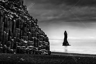 Rock formations in Reynisfjara Beach & Reynisdrangar