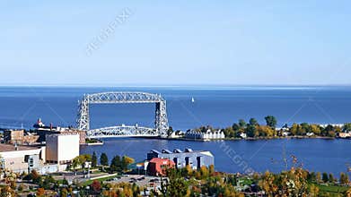 Duluth Aerial Lift Bridge and Lake Superior on a clear afternoon
