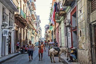 Colorful street life in Havana, Cuba