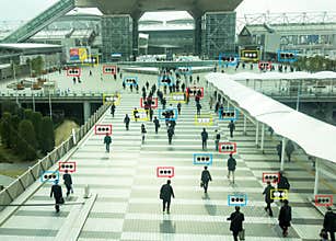 Bubble chat data the detect by futuristic technology in smart city with artificial intelligence concept to measurements ,analytic