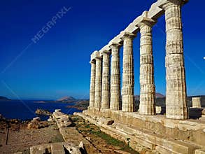 Ancient Temple of Poseidon in Capo Sunio in Attica Greece