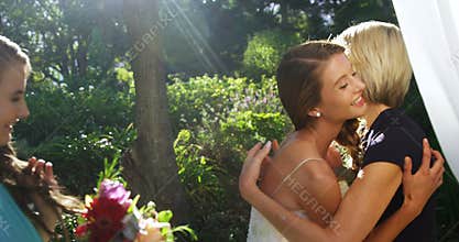 Bride hugging her mother happily 4K 4k