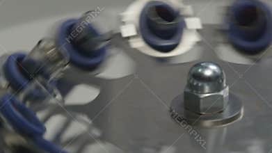 Lab Equipment Centrifuge Rotates and Stops Slowly Macro