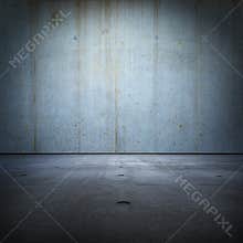 Blue concrete room