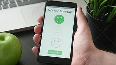 Giving a positive feedback on customer satisfaction app using smartphone