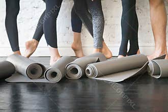 Yoga mats in a roll