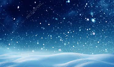 Winter night landscape.
