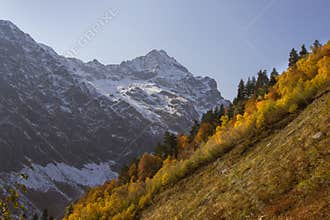 The autumn in the mountains of Svaneti, Georgia
