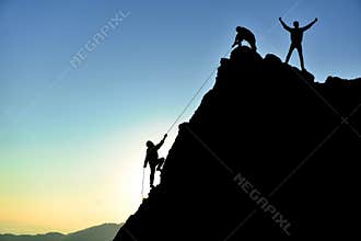 Rock climbing and successful mountaineers