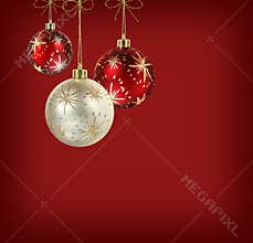 Satin red and white christmas balls