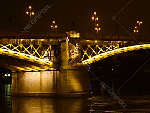 Margaret bridge in Budapest above the Danube.