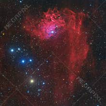 IC 405 Flaming Star Nebula in the constellation Auriga