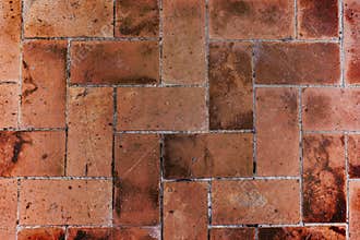 Brown red bricks floor
