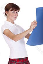 Schoolgirl with blueprint