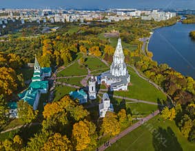 Church of Ascension in Kolomenskoe - Moscow Russia - aerial view