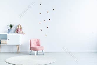 Star stickers on white wall with copy space in child`s room inte