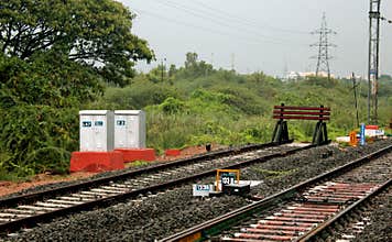 Restraint at the end of the track at the station.