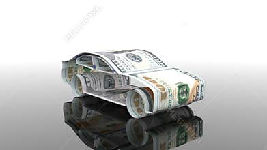 The car is created from money, the concept of financing the auto industry, lending to buying cars, cash costs for the