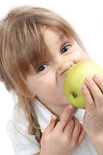 Girl biting an apple