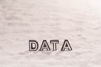 Data word on white sand
