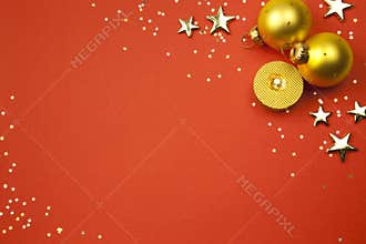 Christmas holiday background with stars, balls