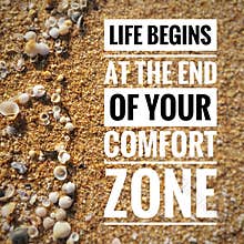 Motivational quotes on nature background a life begins at the end of your comfort zone