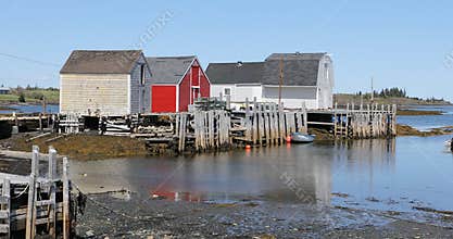 Colorful huts in coastal Nova Scotia 4K