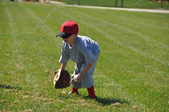 Little baseball fielder