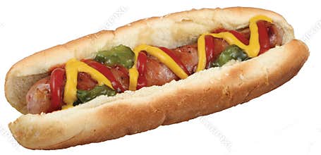 Hot dog on a bun