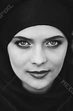 Portrait of a beautiful muslim woman. Young arabian woman in hijab