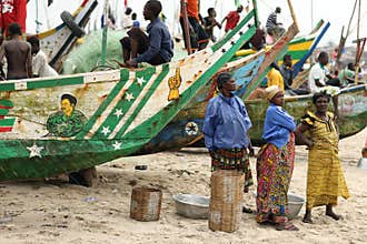 Women on the beach in Winneba, Ghana