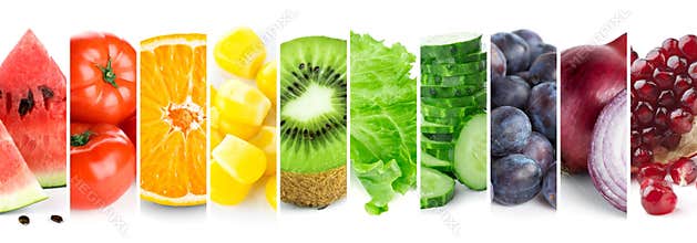 Mixed of color fruits and vegetables