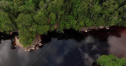 Air view of a River in the Amazon Jungle