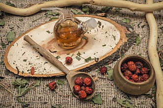 Alternative herbal medicine. Dry berry. Organic ingredients.