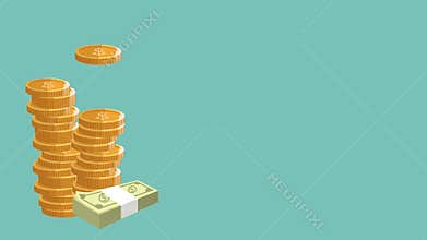 Coins and money HD animation